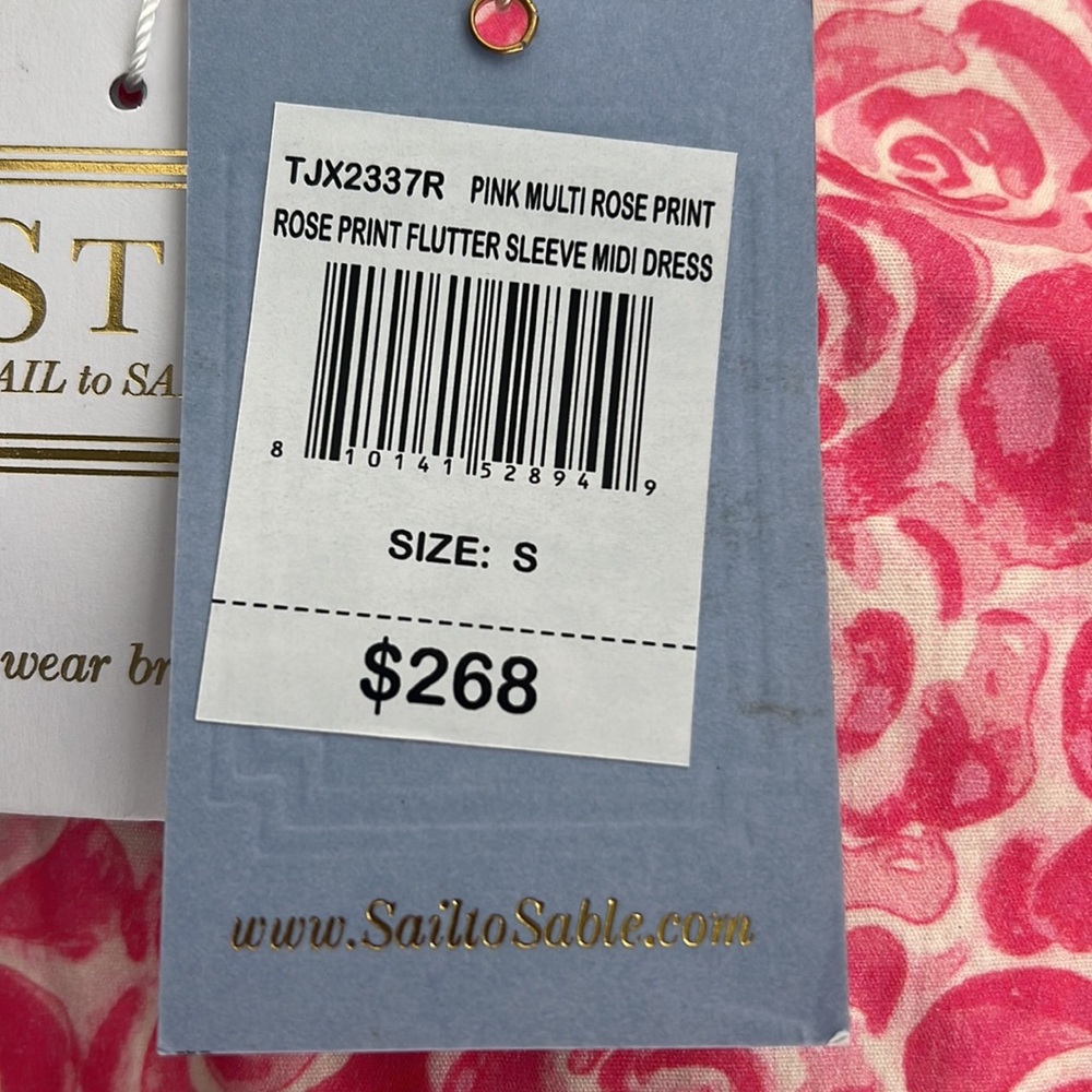 Women’s Sail to Sable dress floral rose print flutter sleeve size small NWT - Picture 11 of 11